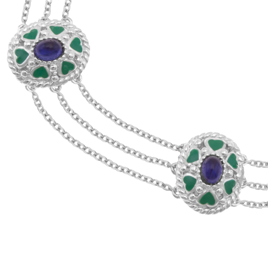 Bracelet en argent rhodié, verre et laque Bracelet en argent rhodié, verre et laque