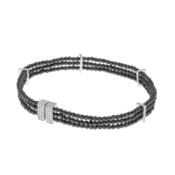 Bracelet en argent rhodié, oxydes de zirconium et hématites