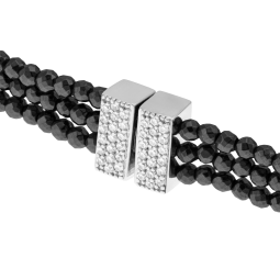 Bracelet en argent rhodié, oxydes de zirconium et hématites