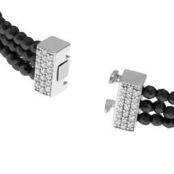 Bracelet en argent rhodié, oxydes de zirconium et hématites
