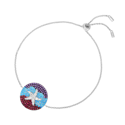 Bracelet en argent rhodié et rhodié noir, oxydes de zirconium, étoile de mer