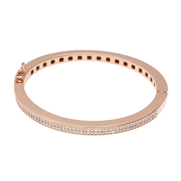 Bracelet jonc bronze plaqué or rose et oxydes de zirconium