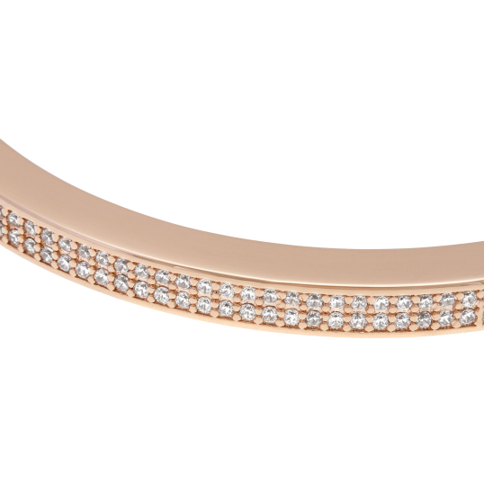 Bracelet jonc bronze plaqué or rose et oxydes de zirconium