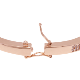 Bracelet jonc bronze plaqué or rose et oxydes de zirconium