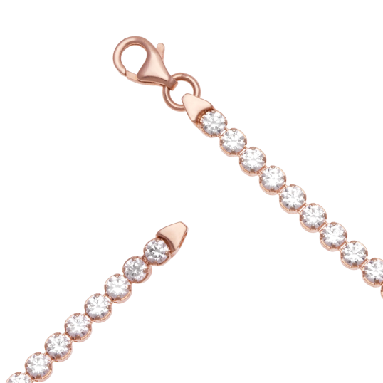 Bracelet bronze plaqué or rose et oxydes de zirconium Bracelet bronze plaqué or rose et oxydes de zirconium