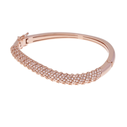 Bracelet jonc en bronze plaqué or rose et oxydes de zirconium