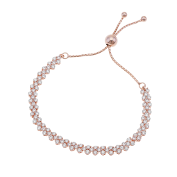 Bracelet bronze plaqué or rose et oxydes de zirconium