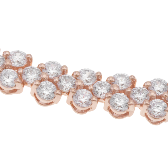 Bracelet bronze plaqué or rose et oxydes de zirconium
