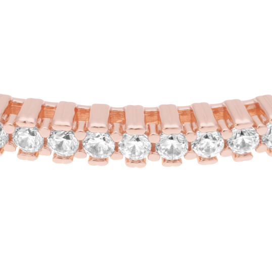 Bracelet jonc en bronze plaqué or rose et oxydes de zirconium