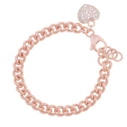 Bracelet en bronze plaqué or rose et oxydes de zirconium