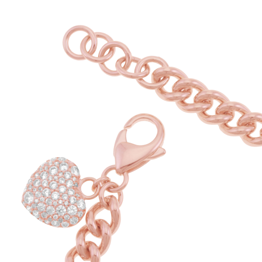 Bracelet en bronze plaqué or rose et oxydes de zirconium Bracelet en bronze plaqué or rose et oxydes de zirconium