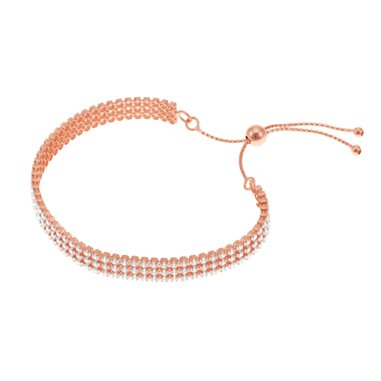 Bracelet bronze en plaqué or rose et oxydes de zirconium Bracelet bronze en plaqué or rose et oxydes de zirconium