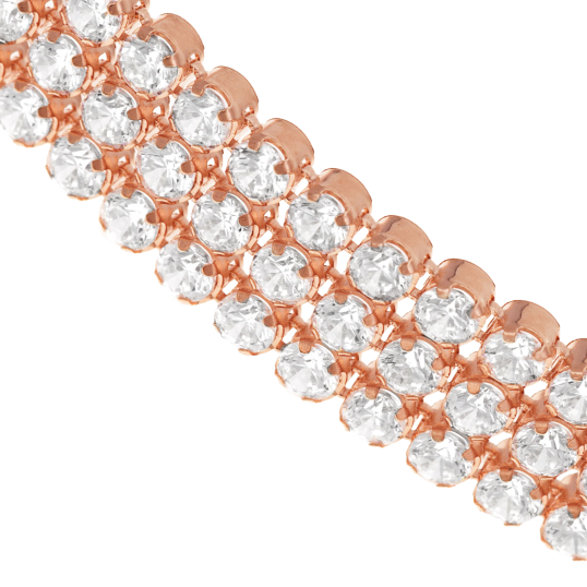 Bracelet bronze en plaqué or rose et oxydes de zirconium Bracelet bronze en plaqué or rose et oxydes de zirconium