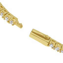 Bracelet en bronze  plaqué or jaune, oxydes de zirconium