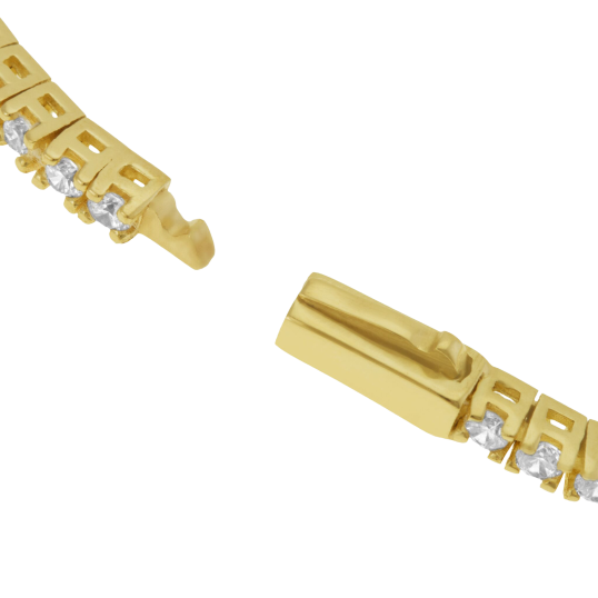 Bracelet en bronze  plaqué or jaune, oxydes de zirconium