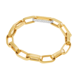 Bracelet en bronze plaqué or jaune et oxydes de zirconium