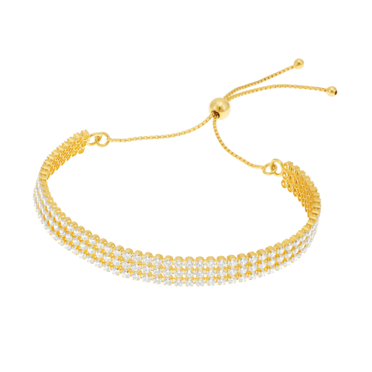 Bracelet en bronze plaqué or et oxydes de zirconium