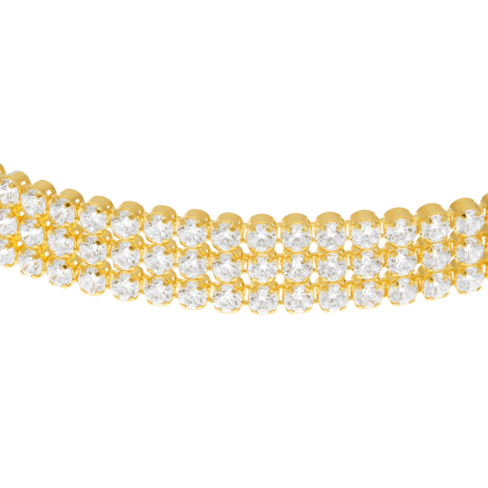 Bracelet en bronze plaqué or et oxydes de zirconium