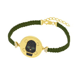 Bracelet en argent doré et oxydes de zirconium, tête de mort