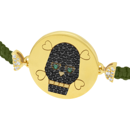 Bracelet en argent doré et oxydes de zirconium, tête de mort