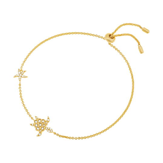 Bracelet en argent doré et oxydes de zirconium, tortue