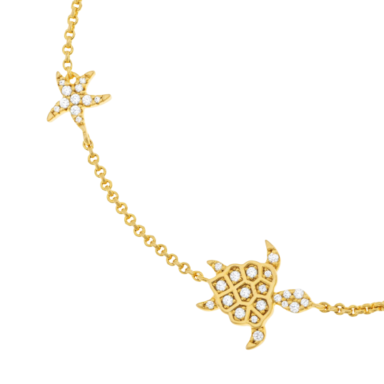 Bracelet en argent doré et oxydes de zirconium, tortue