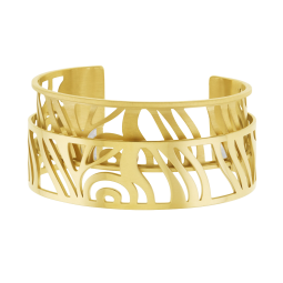 Bracelet jonc Méli Versa en acier doré, 20mm
