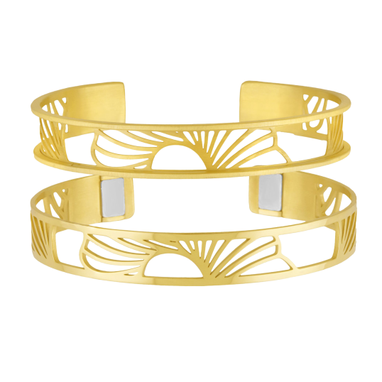 Bracelet jonc Méli Versa en acier doré, 10mm