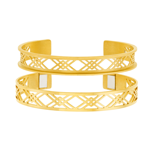 Bracelet jonc Méli Versa en acier doré, 10mm