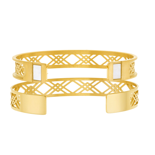 Bracelet jonc Méli Versa en acier doré, 10mm