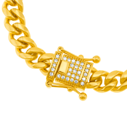 Bracelet en acier doré et oxydes de zirconium