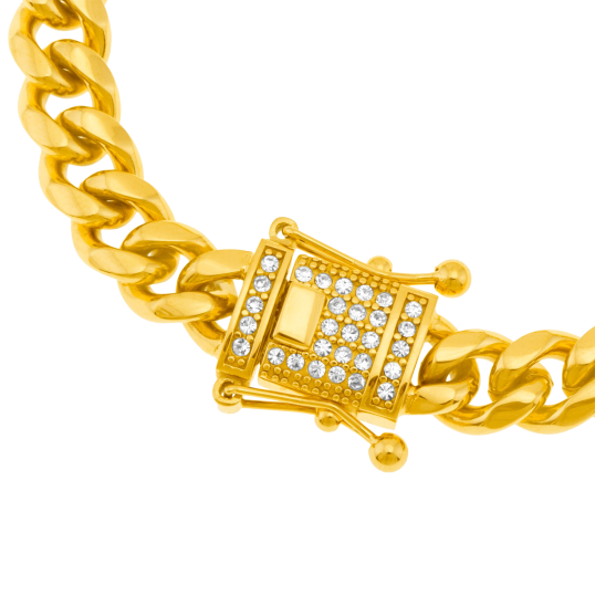 Bracelet en acier doré et oxydes de zirconium