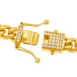 Bracelet en acier doré et oxydes de zirconium