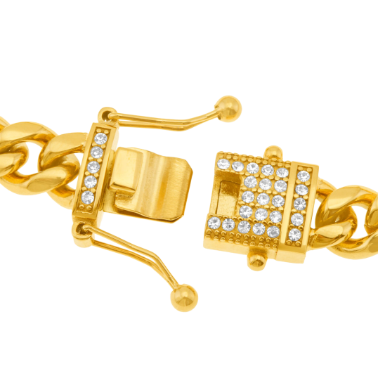 Bracelet en acier doré et oxydes de zirconium