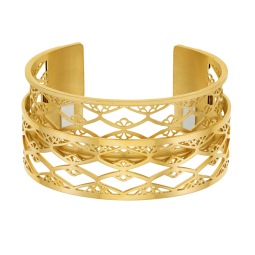 Bracelet jonc Méli Versa en acier doré, 20mm