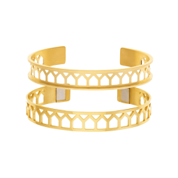 Bracelet jonc Méli versa en acier doré, 10mm