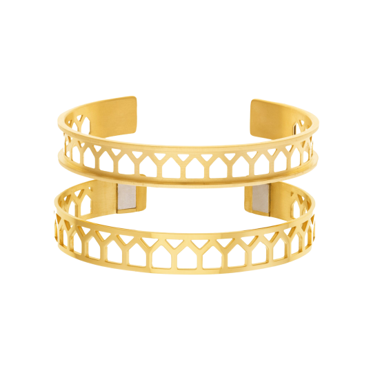 Bracelet jonc Méli versa en acier doré, 10mm