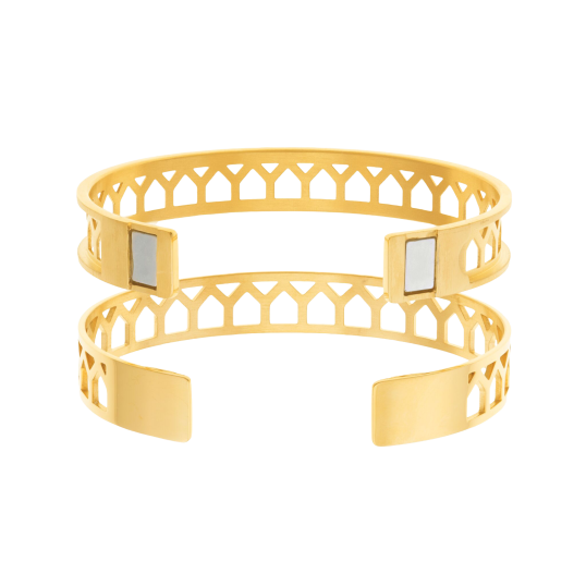 Bracelet jonc Méli versa en acier doré, 10mm