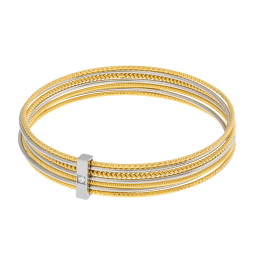 Bracelet semainier en acier et acier doré, oxyde de zirconium