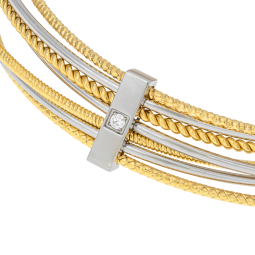 Bracelet semainier en acier et acier doré, oxyde de zirconium