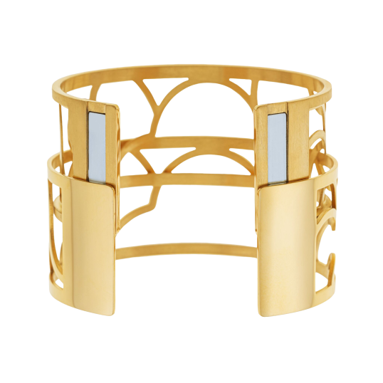 Bracelet jonc Méli Versa en acier doré, 30mm