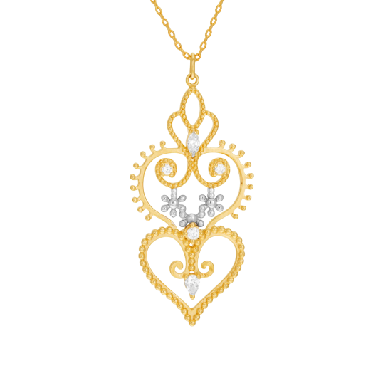 Collier en plaqué or et rhodié, oxydes de zirconium