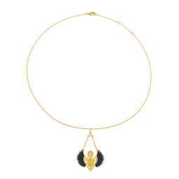 Collier en plaqué or et rhodié, oxydes de zirconium, scarabé
