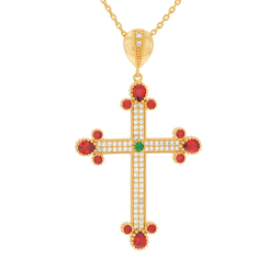 Collier en plaqué or et oxydes de zirconium, croix