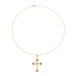 Collier en plaqué or et oxydes de zirconium, croix