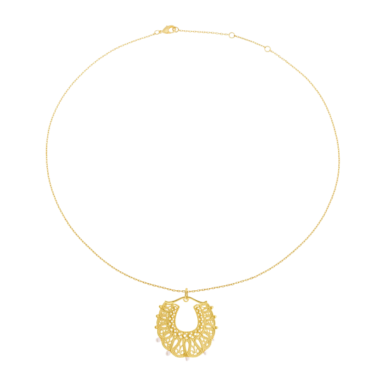 Collier en plaqué or, perles de culture et oxydes de zirconium