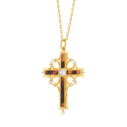 Collier en plaqué or, acétate et oxydes de zirconium