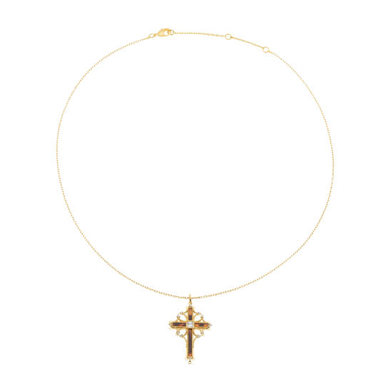 Collier en plaqué or, acétate et oxydes de zirconium