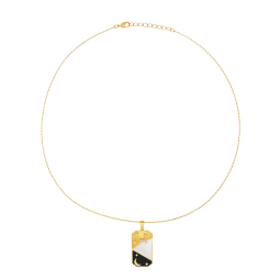 Collier en plaqué or, oxydes de zirconium, nacre et laque