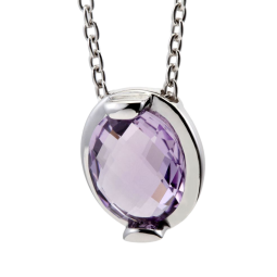 Collier en argent rhodié, améthyste